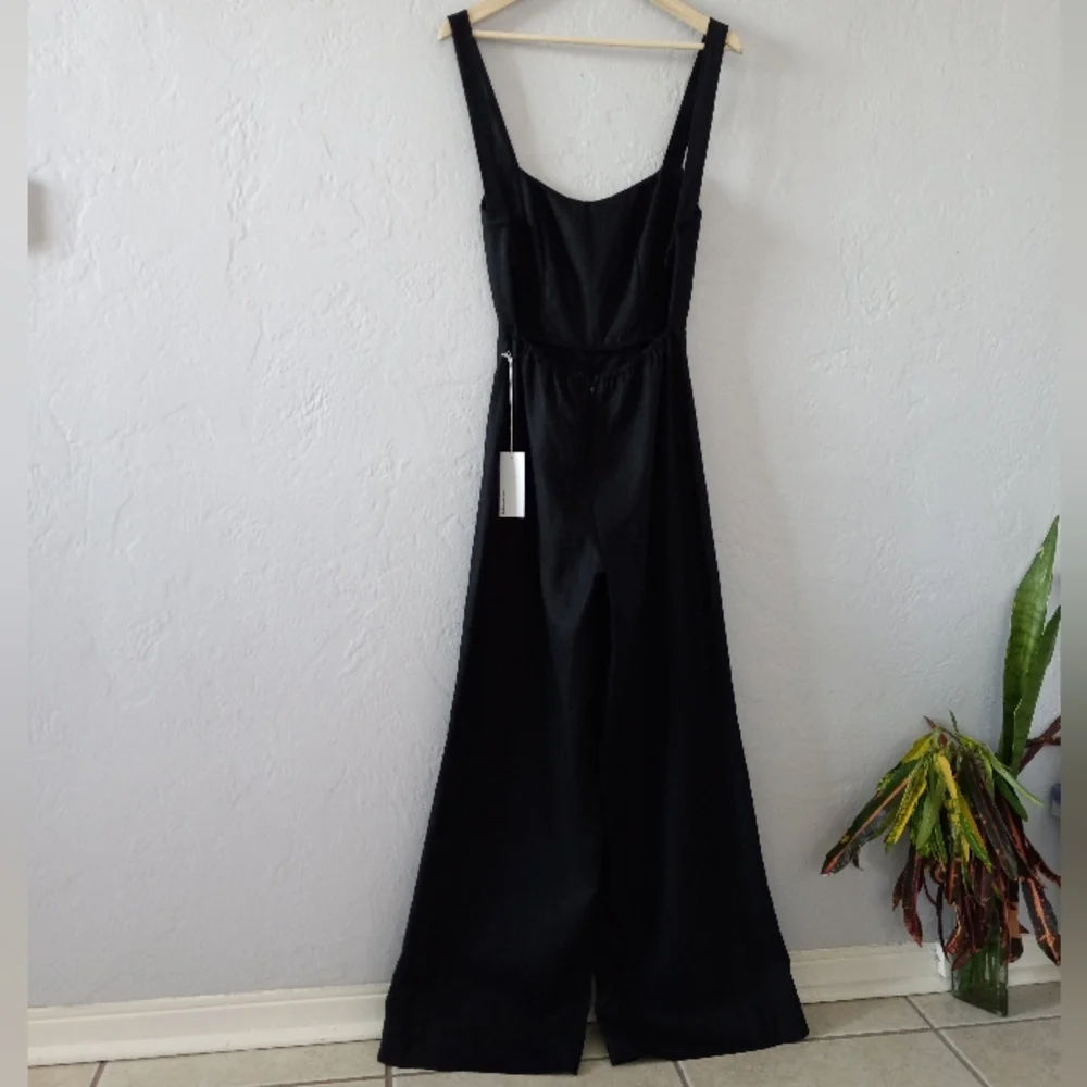 Reformation Linen Wide Leg Autumn Jumpsuit Black 2